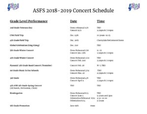 2018-2019 Concert Schedule