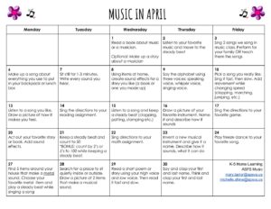 April Music Calendar