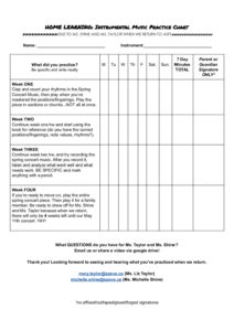 home learning practice chart