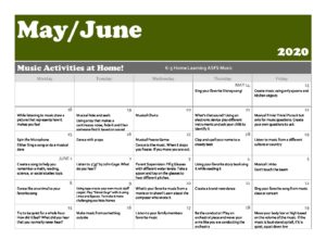 May/June At Home Music Calendar